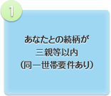 1.あなたとの続柄が三親等以内（同一世帯要件あり）